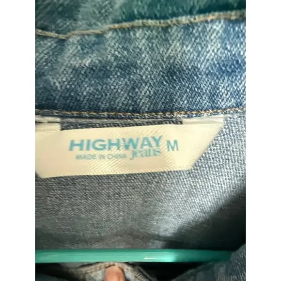 Highway Jeans Star Print Cropped Denim Jacket Women’s Medium Blue Jean Coat - Picture 5 of 8